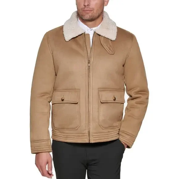 Club Room Men's Faux Suede shearling lined Jacket,, Tan L $250 - Picture 2 of 9